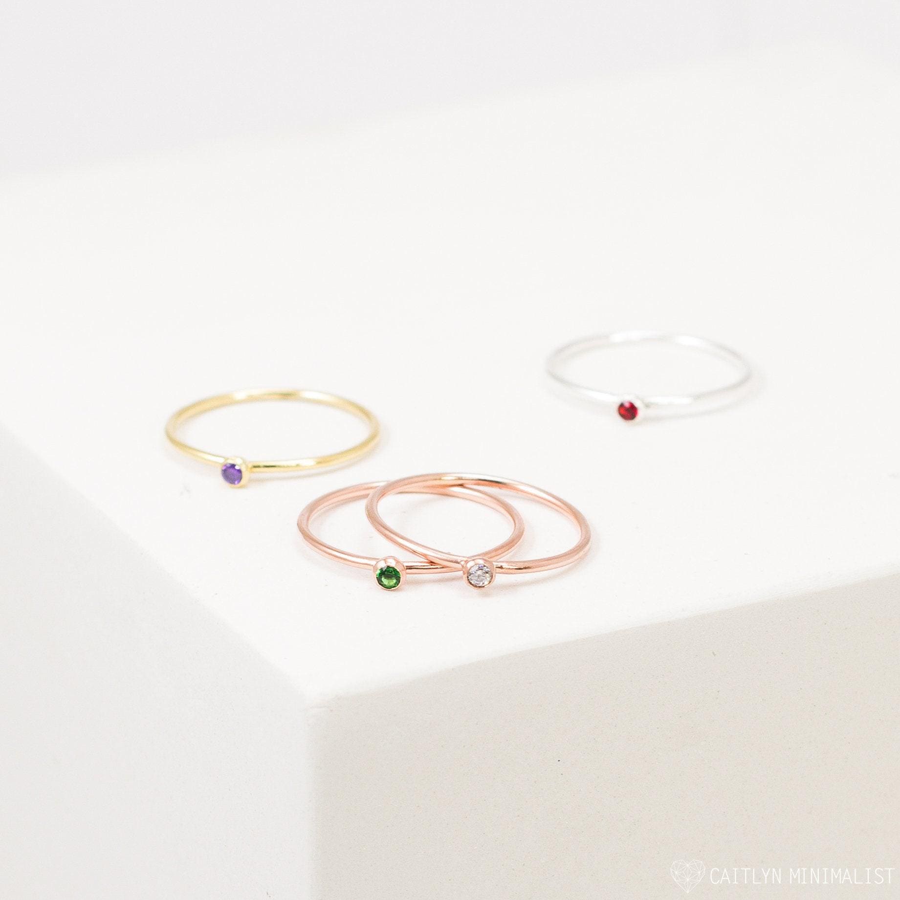 Minimalist Birthstone Ring • Gemstone Ring in Sterling Silver • Dainty Birthstone Ring • Stacking Ring • Gifts for Mom • RM45