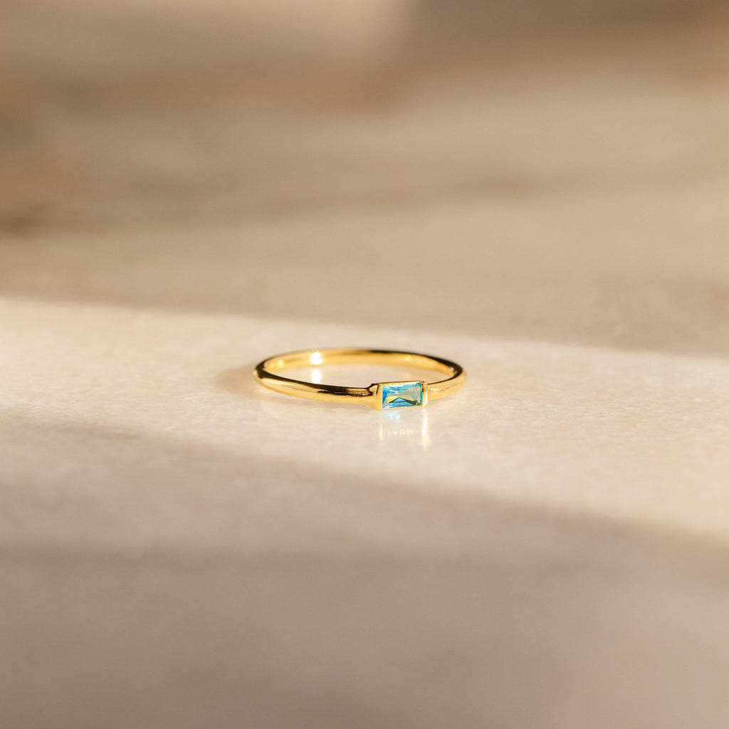 Baguette Birthstone Ring by Caitlyn Minimalist • Custom Stackable Gemstone Ring, Perfect for Everyday • Personalized Gifts for Mom • RM86