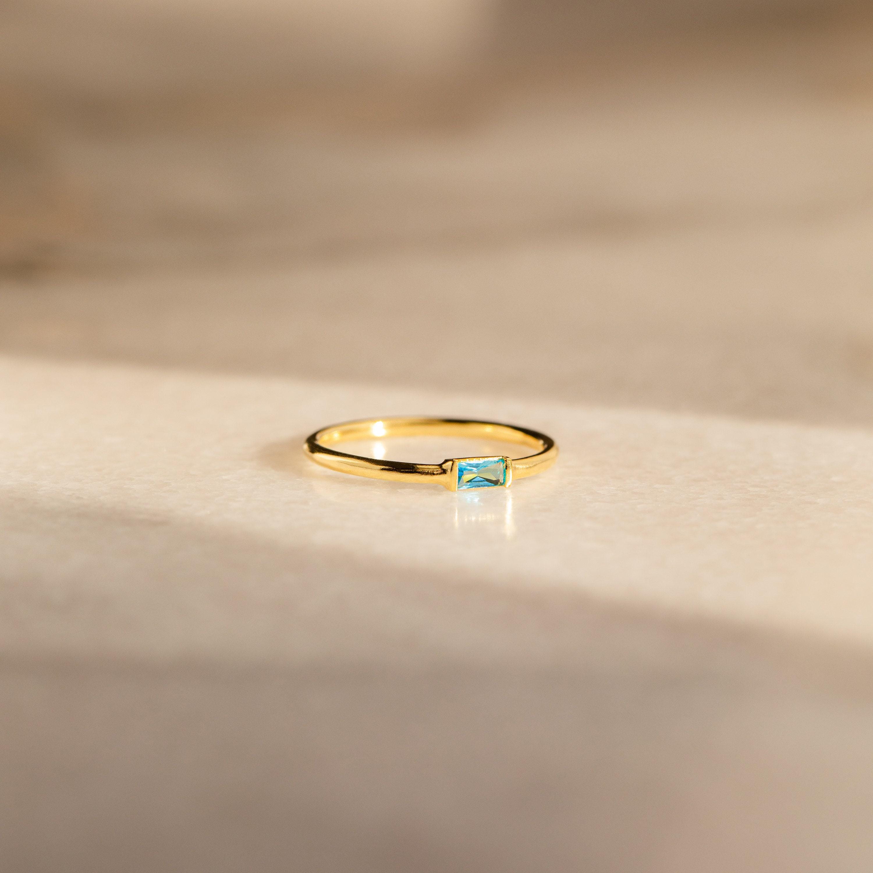 Baguette Birthstone Ring by Caitlyn Minimalist • Custom Stackable Gemstone Ring, Perfect for Everyday • Personalized Gifts for Mom • RM86
