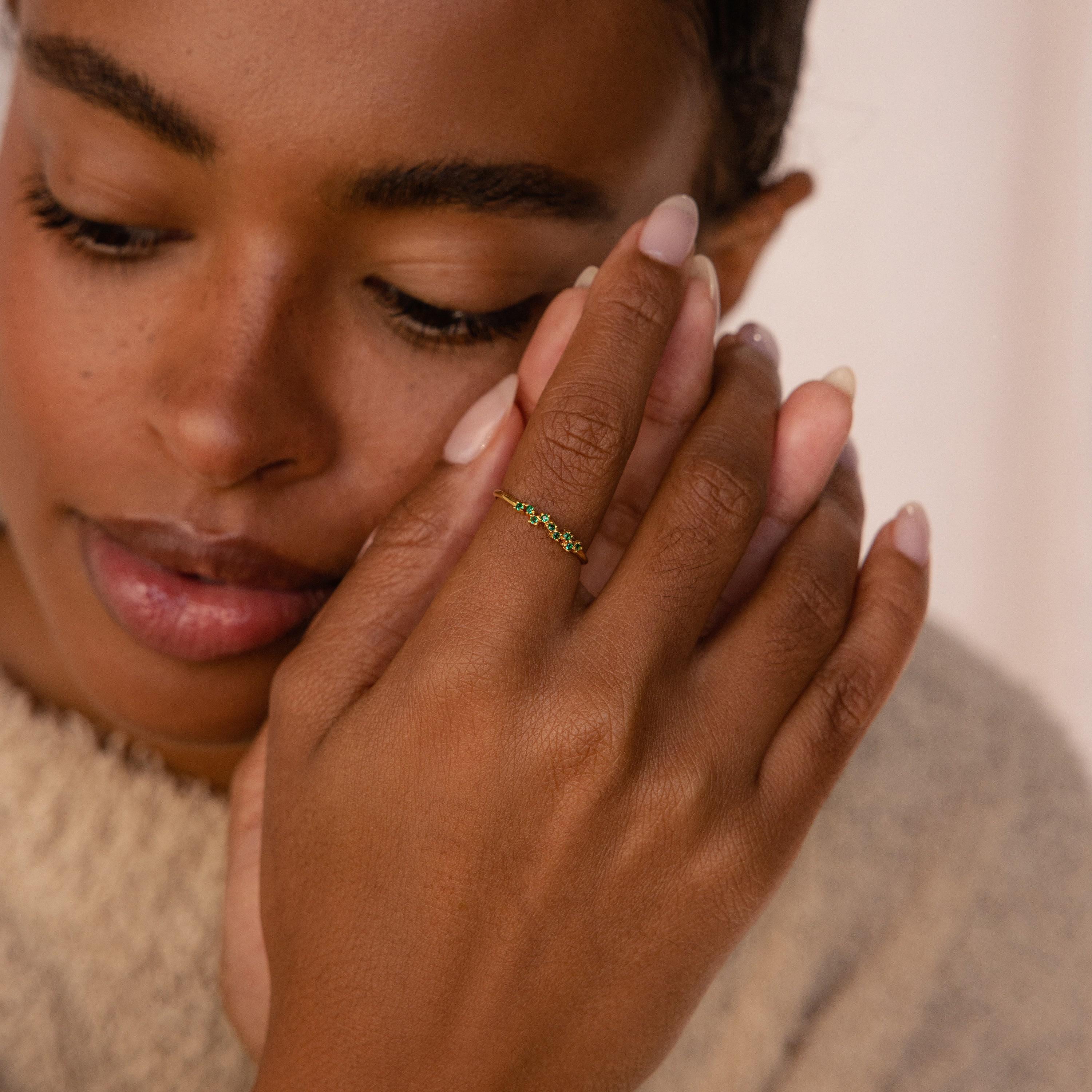 Tiny Birthstone Cluster Ring by Caitlyn Minimalist • Best Friend Gift for Her • Custom Gemstone Ring Dainty • Minimalist Jewelry • RM112