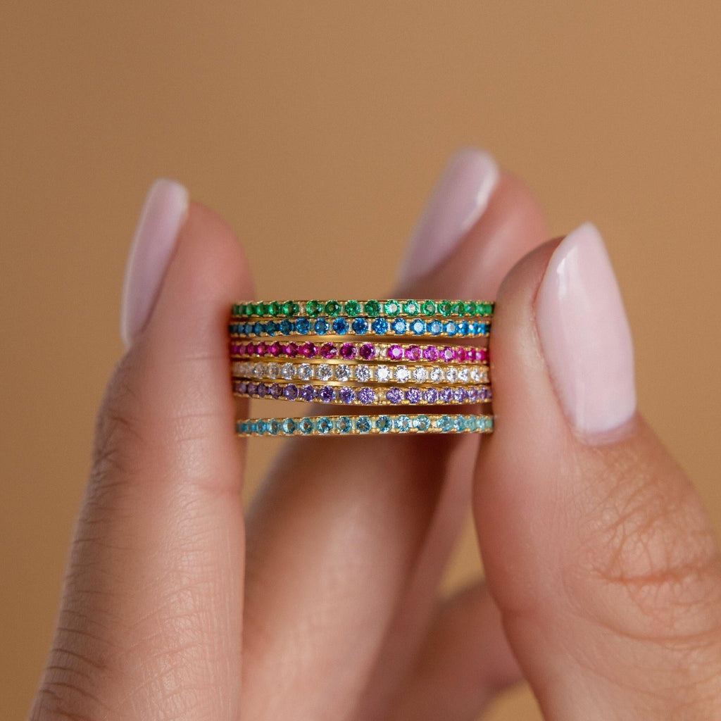 Birthstone Eternity Ring by Caitlyn Minimalist • Personalized Infinity Ring • Crystal Gemstone Jewelry • Anniversary Gift for Her • RM111