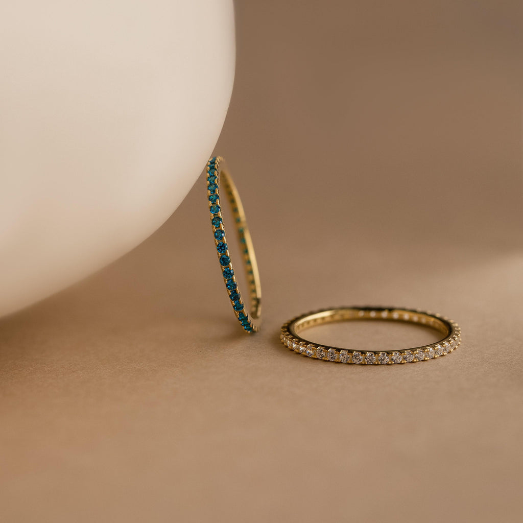 Birthstone Eternity Ring by Caitlyn Minimalist • Personalized Infinity Ring • Crystal Gemstone Jewelry • Anniversary Gift for Her • RM111
