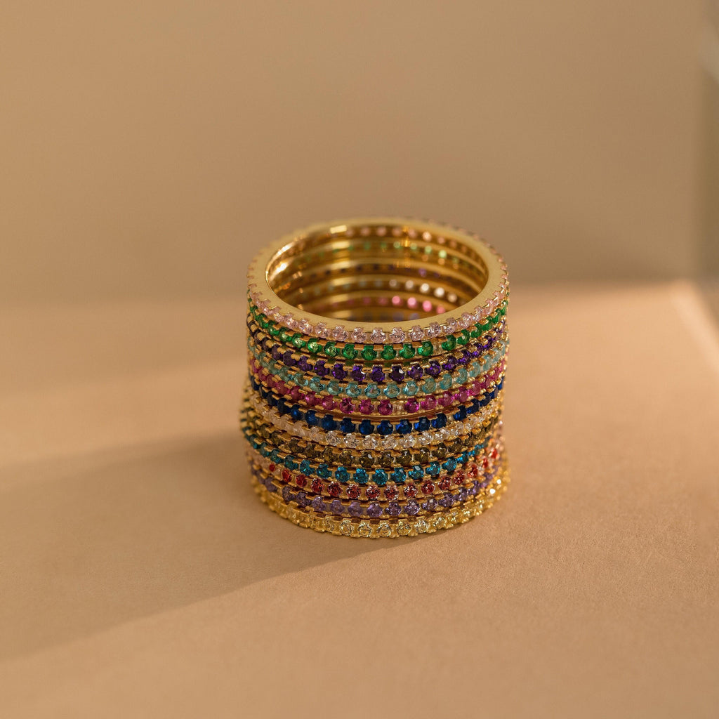 Birthstone Eternity Ring by Caitlyn Minimalist • Personalized Infinity Ring • Crystal Gemstone Jewelry • Anniversary Gift for Her • RM111