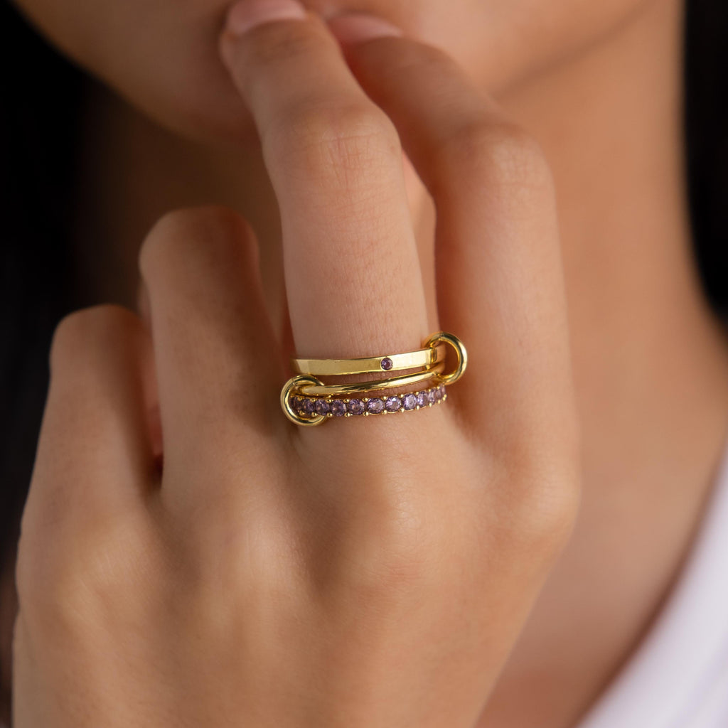 Triple Birthstone Stacking Rings