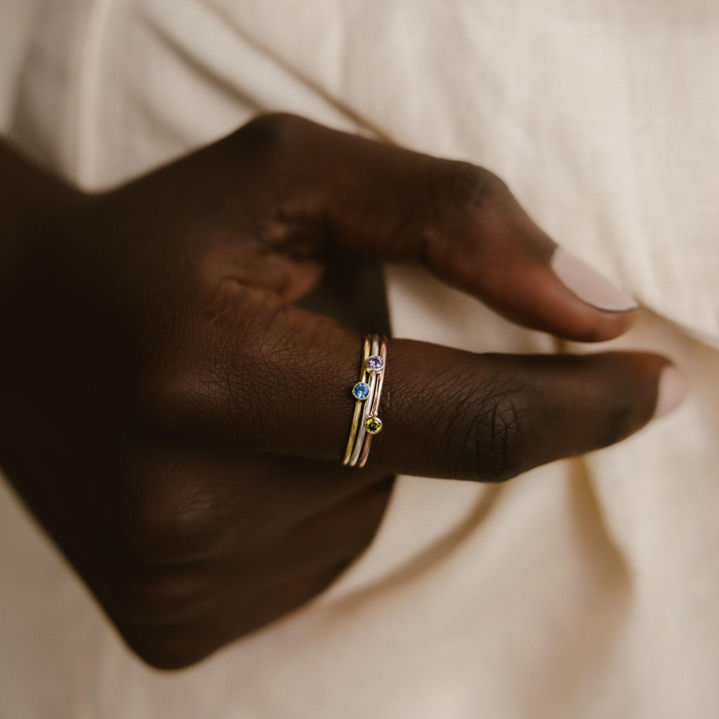 Minimalist Birthstone Ring • Gemstone Ring in Sterling Silver • Dainty Birthstone Ring • Stacking Ring • Gifts for Mom • RM45