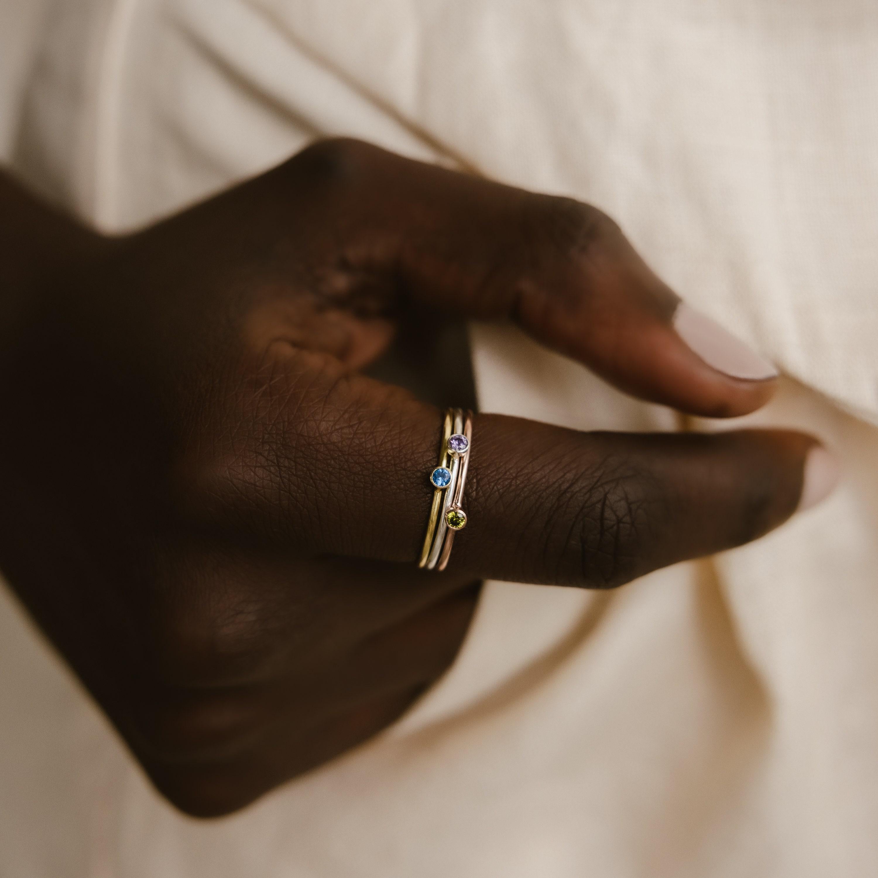 Minimalist Birthstone Ring • Gemstone Ring in Sterling Silver • Dainty Birthstone Ring • Stacking Ring • Gifts for Mom • RM45
