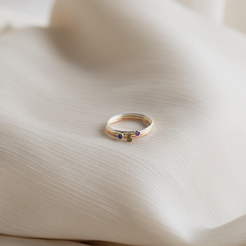 Minimalist Birthstone Ring • Gemstone Ring in Sterling Silver • Dainty Birthstone Ring • Stacking Ring • Gifts for Mom • RM45