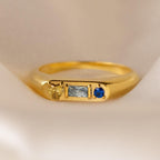 Custom Gemstone Signet Ring by Caitlyn Minimalist • Birthstone Ring with Heart, Baguette & Circle Birthstones • Gift for Her • RM101