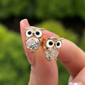 Vintage Crystal Owl Earrings