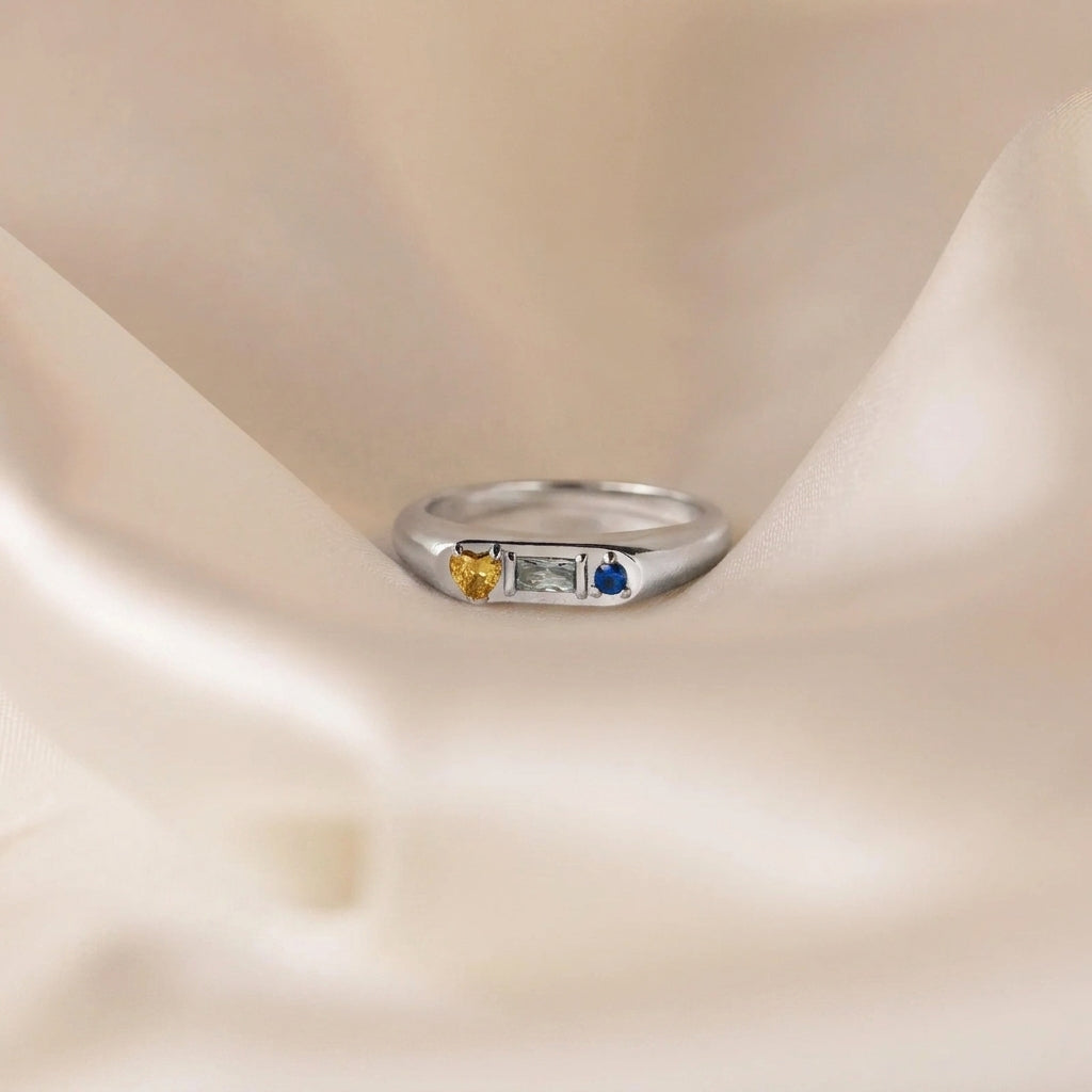 Custom Gemstone Signet Silver Colored Ring