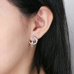 Moon & Cat Sterling Silver Stud Cat Earrings
