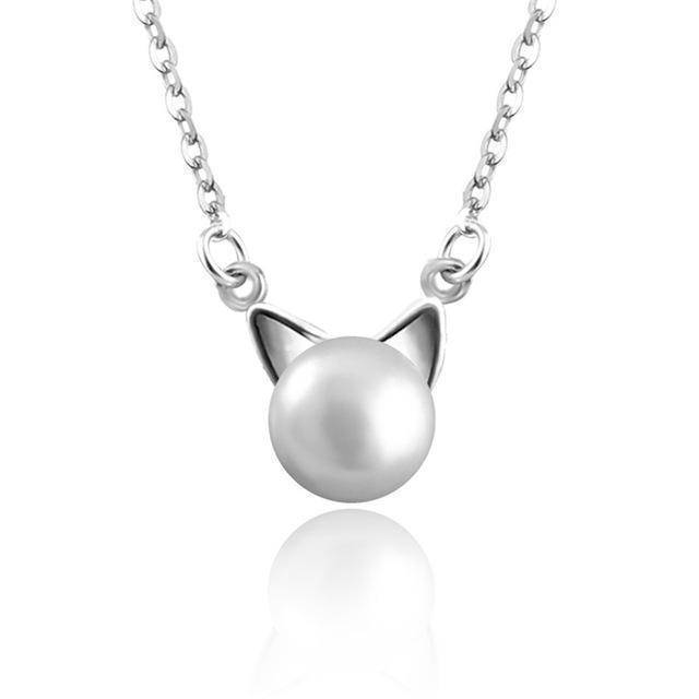 Beautiful Pearl Cat Necklace With Bonus Earrings + Ring