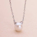 Beautiful Pearl Cat Necklace With Bonus Earrings + Ring