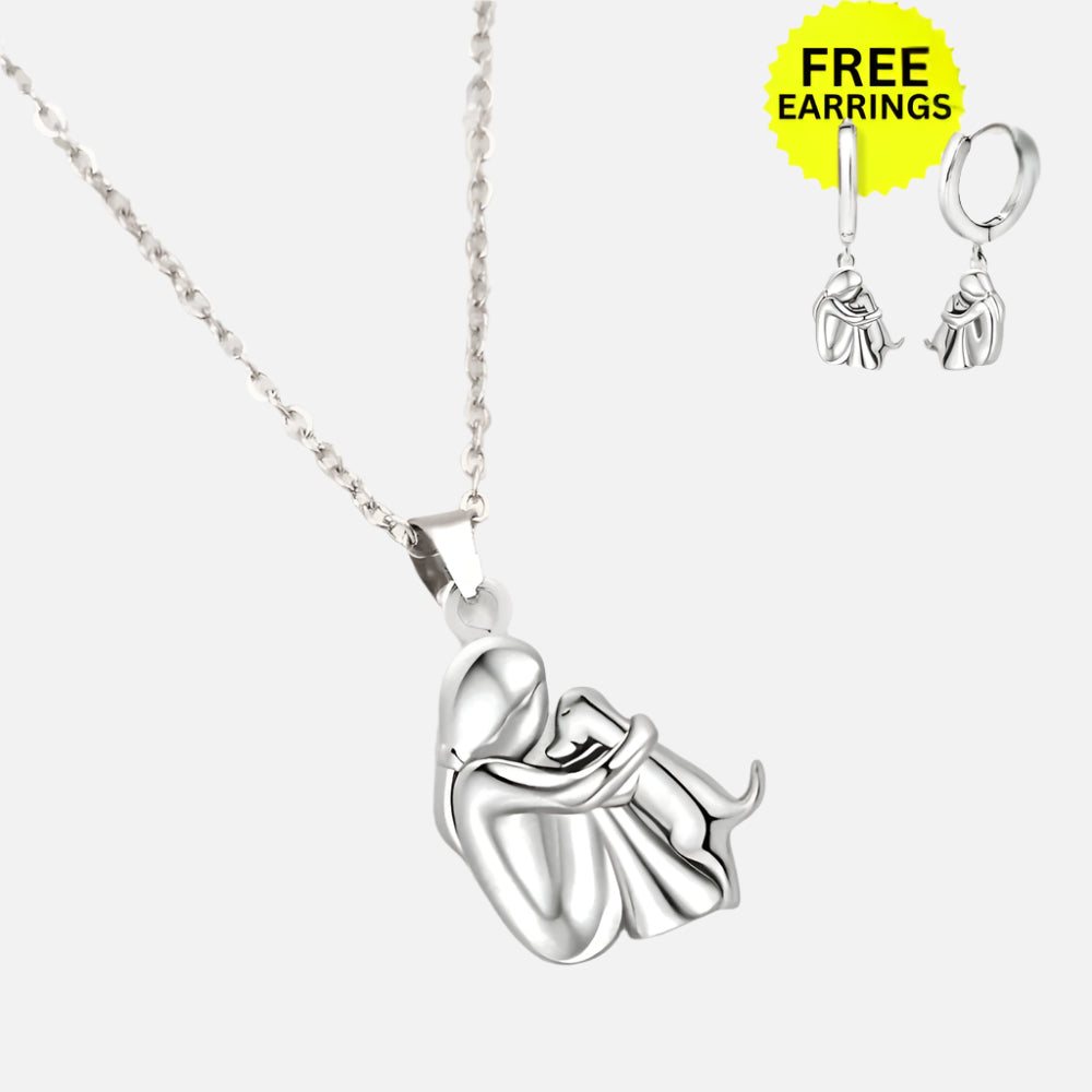 Hug Pendant Necklace With Bonus Earrings – Offer