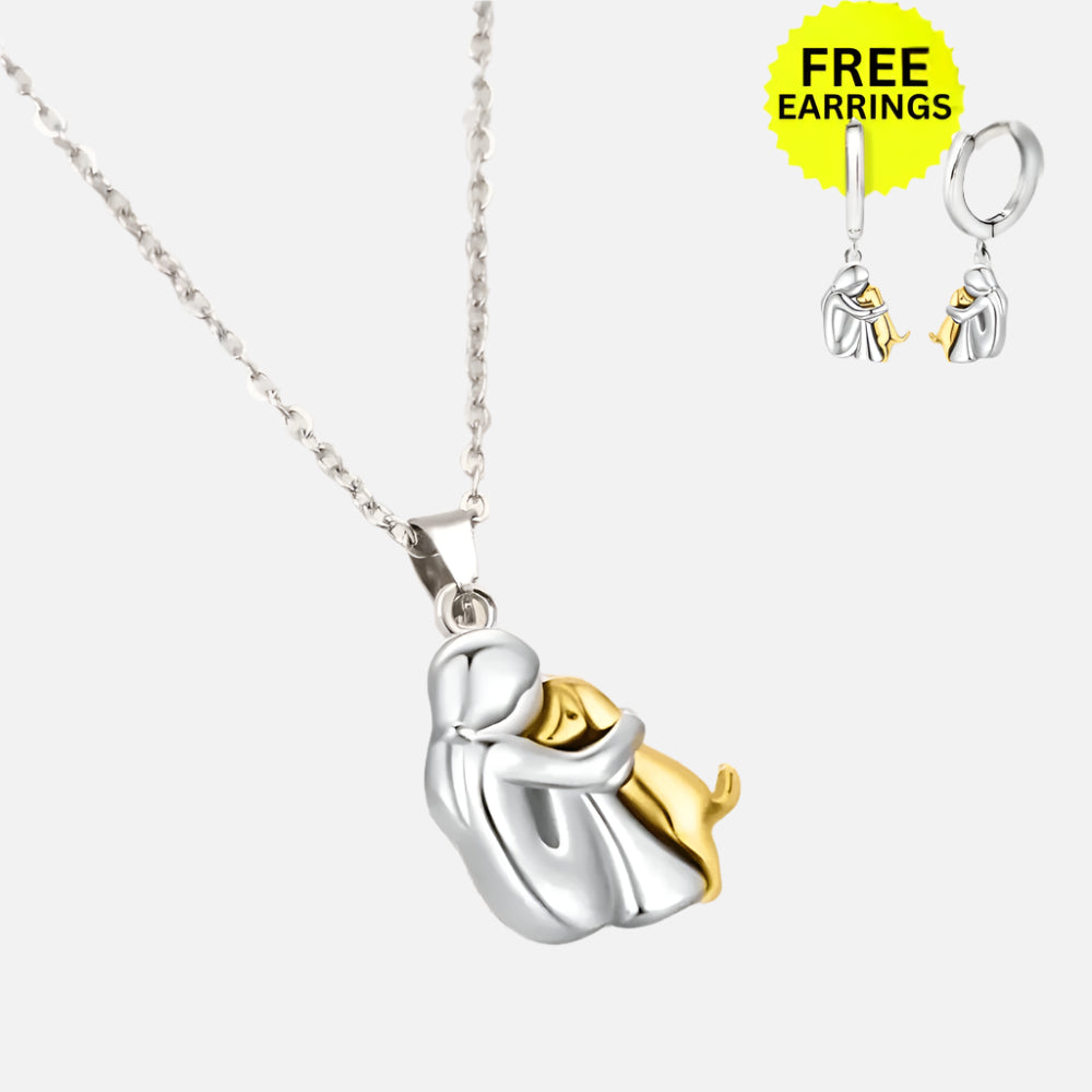 Hug Pendant Necklace With Bonus Earrings – Offer