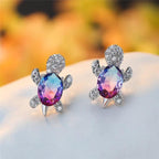 Sea Turtle Earrings In Zirconium And Silver