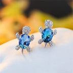 Sea Turtle Earrings In Zirconium And Silver