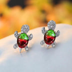 Sea Turtle Earrings In Zirconium And Silver