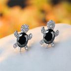 Sea Turtle Earrings In Zirconium And Silver