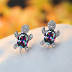 Sea Turtle Earrings In Zirconium And Silver