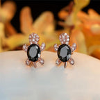 Sea Turtle Earrings In Zirconium And Silver