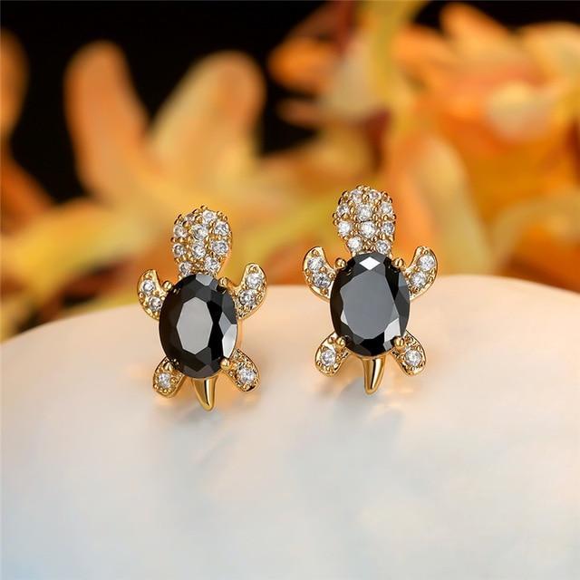 Sea Turtle Earrings In Zirconium And Silver