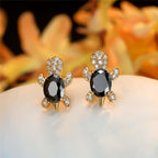 Sea Turtle Earrings In Zirconium And Silver